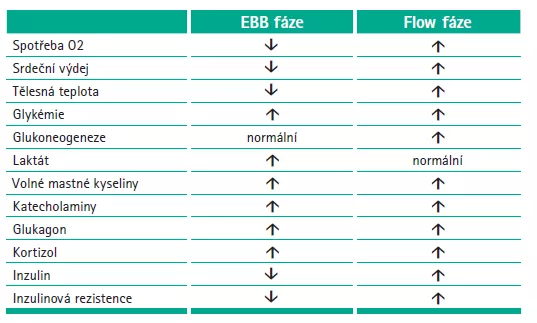 Tabulka 1: Přehled ebb fáze a flow fáze šoku.